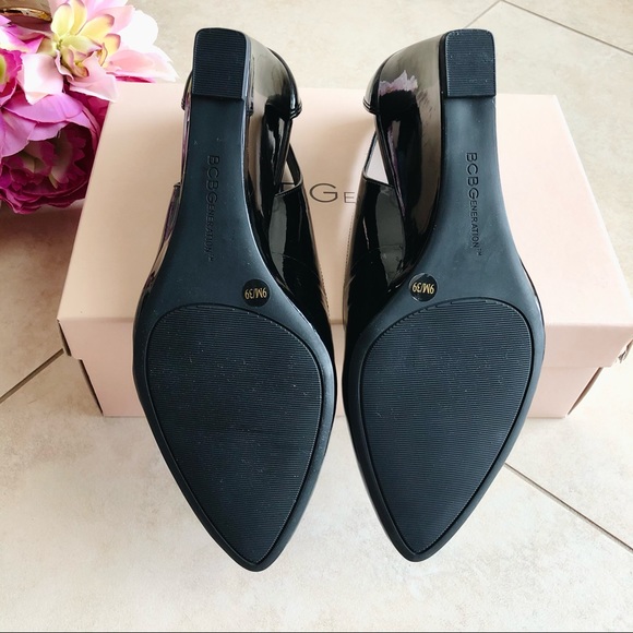 BCBGeneration Blossoms Patent Wedge Pump Black 9M - Picture 9 of 14